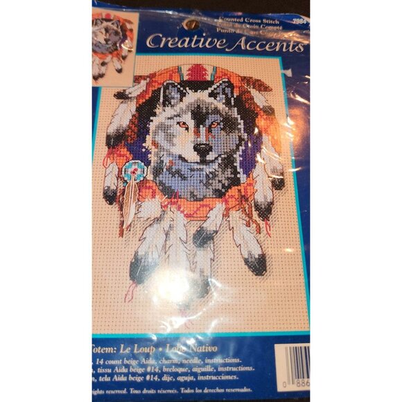 Dimensions Native Wolf Totem Cross Stitch Kit 5"x7" Includes Aida Cloth Thread N - Picture 3 of 5